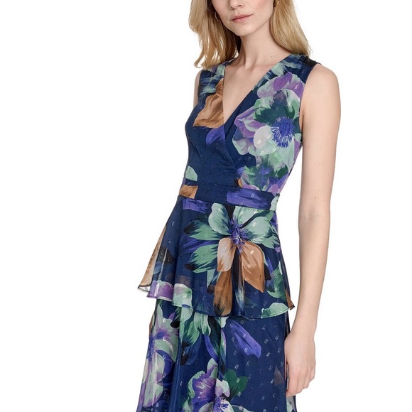 Eliza J Floral Tiered Maxi Dress - Blue and Purple - Picture 3 of 14